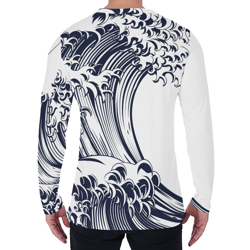 Japanese Kanagawa Wave Print Men's Long Sleeve T-Shirt