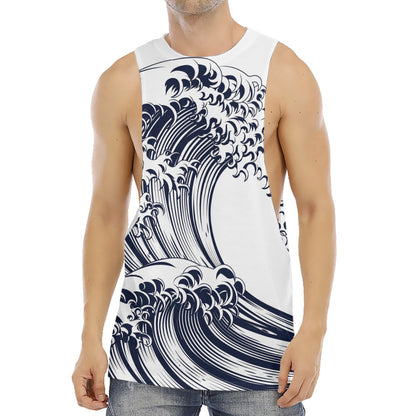 Japanese Kanagawa Wave Print Men's Muscle Tank Top