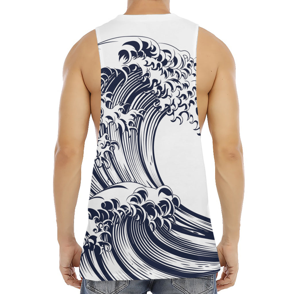 Japanese Kanagawa Wave Print Men's Muscle Tank Top