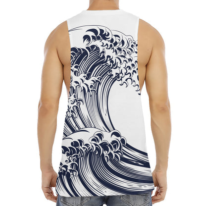 Japanese Kanagawa Wave Print Men's Muscle Tank Top