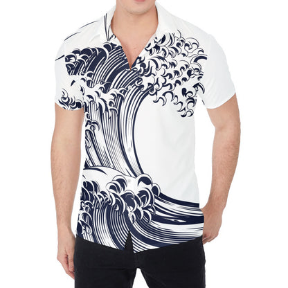 Japanese Kanagawa Wave Print Men's Shirt
