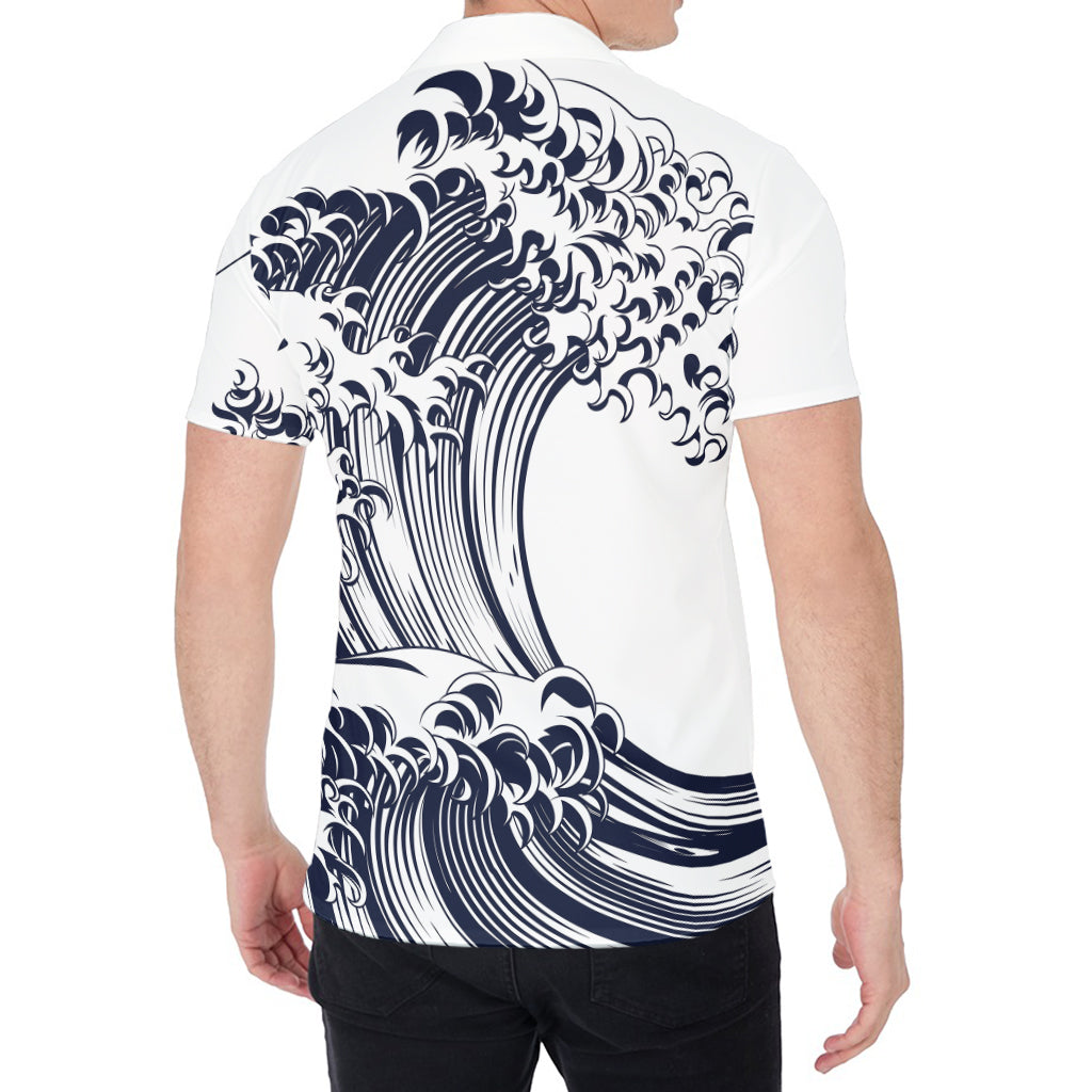 Japanese Kanagawa Wave Print Men's Shirt