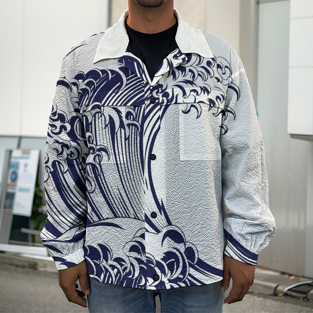 Japanese Kanagawa Wave Print Men's Shirt Jacket