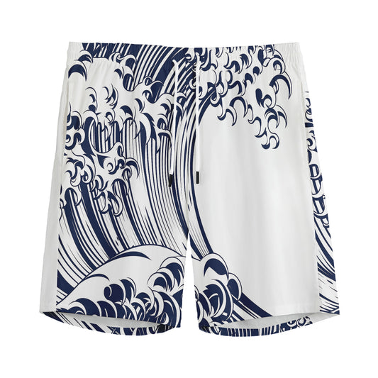 Japanese Kanagawa Wave Print Men's Sports Shorts