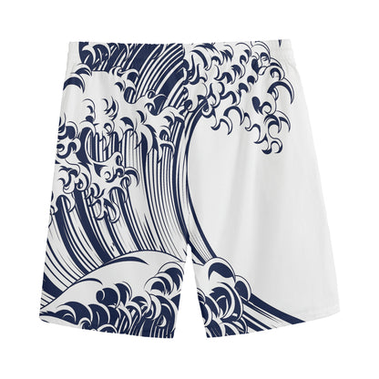 Japanese Kanagawa Wave Print Men's Sports Shorts