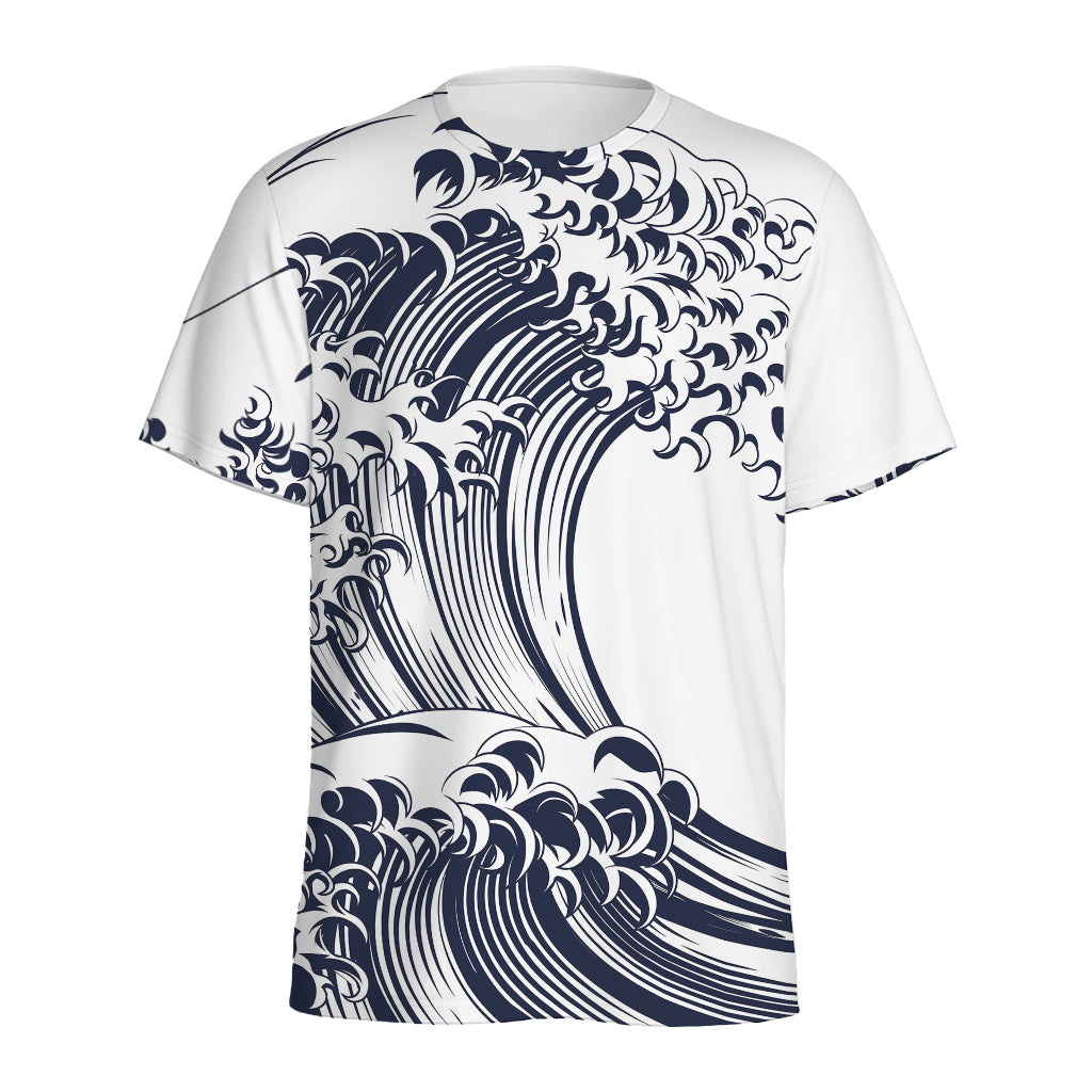 Japanese Kanagawa Wave Print Men's Sports T-Shirt