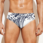 Japanese Kanagawa Wave Print Men's Swim Briefs