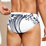 Japanese Kanagawa Wave Print Men's Swim Briefs