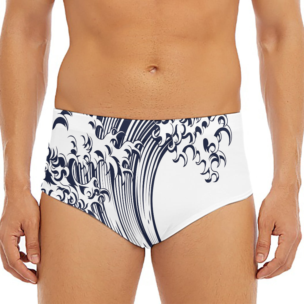 Japanese Kanagawa Wave Print Men's Triangle Swim Briefs