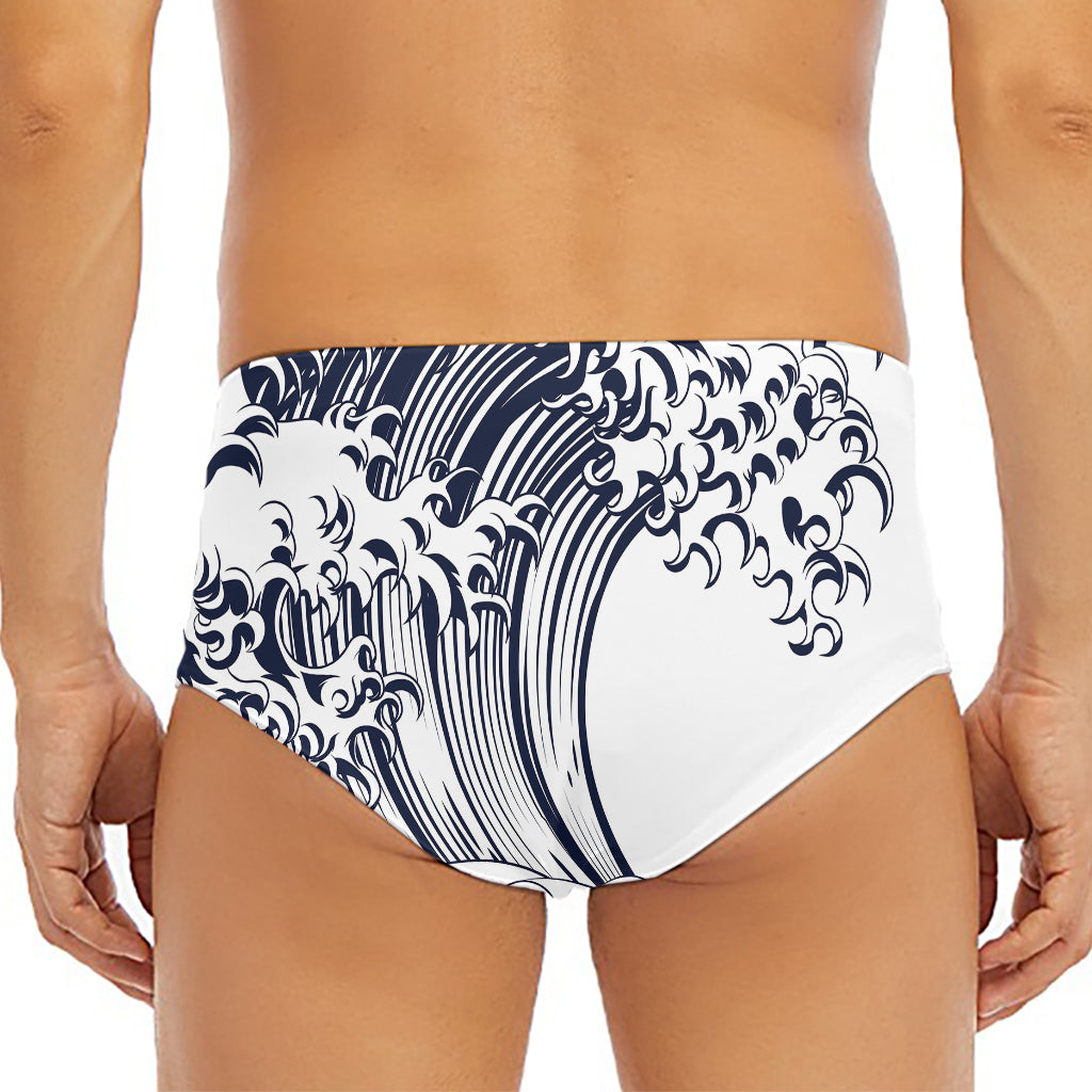 Japanese Kanagawa Wave Print Men's Triangle Swim Briefs