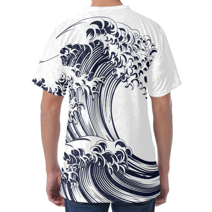 Japanese Kanagawa Wave Print Men's Velvet T-Shirt