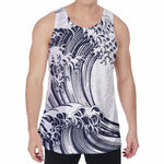 Japanese Kanagawa Wave Print Men's Velvet Tank Top