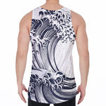 Japanese Kanagawa Wave Print Men's Velvet Tank Top