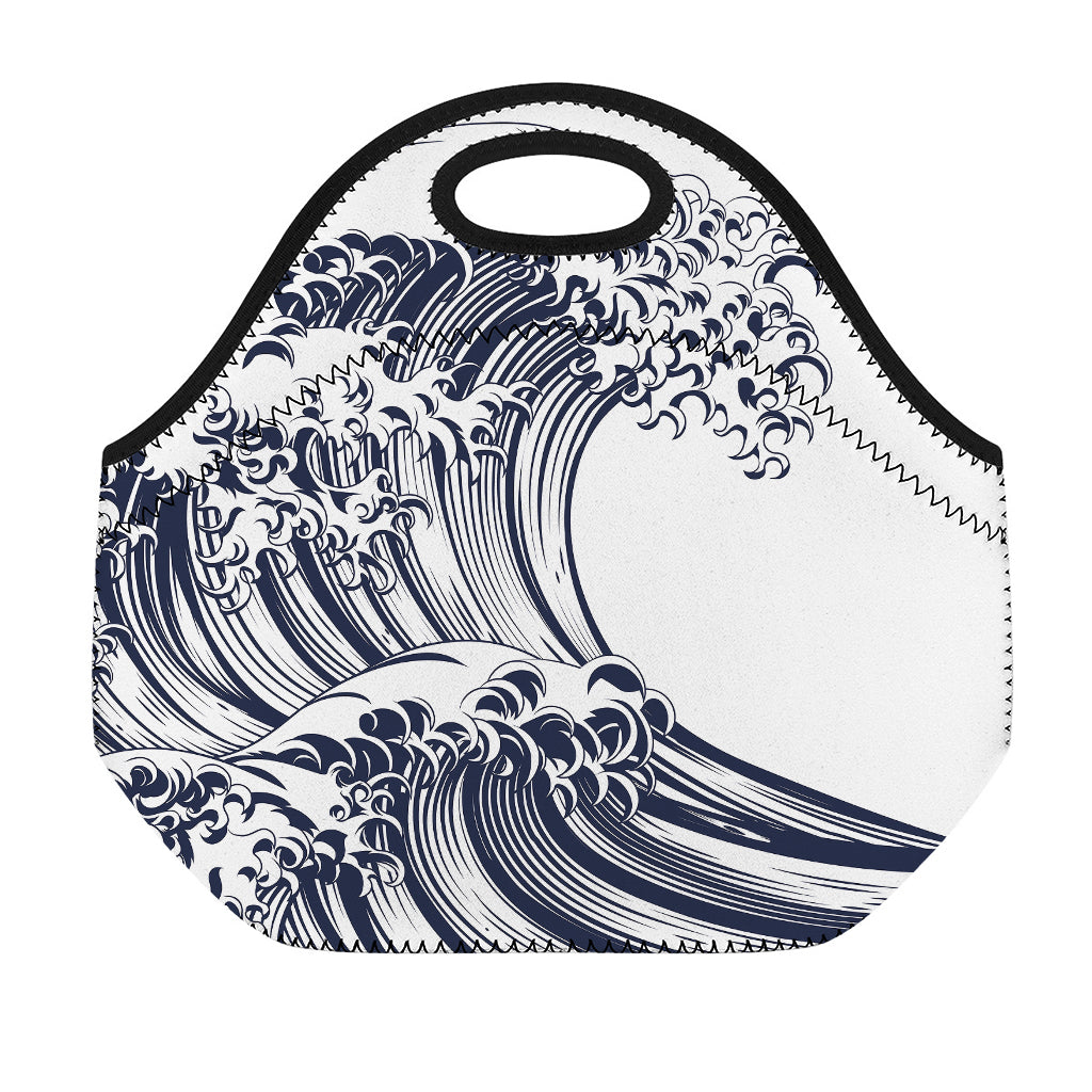 Japanese Kanagawa Wave Print Neoprene Lunch Bag