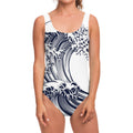 Japanese Kanagawa Wave Print One Piece Swimsuit