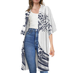Japanese Kanagawa Wave Print Open Front Beach Cover Up