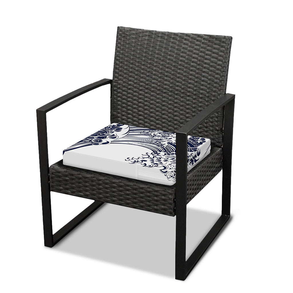Japanese Kanagawa Wave Print Outdoor Seat Cushion Cover