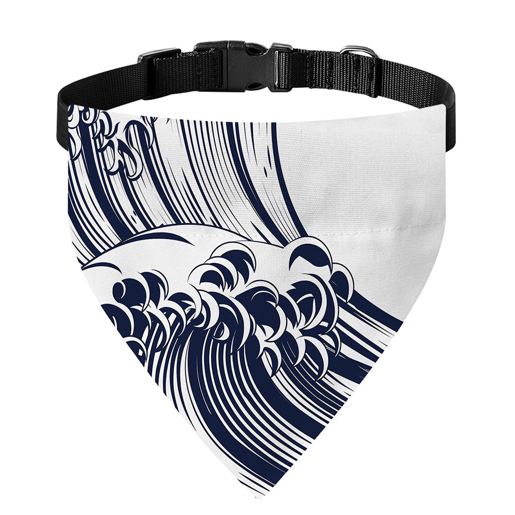 Japanese Kanagawa Wave Print Over The Collar Dog Bandana
