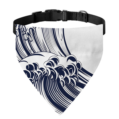 Japanese Kanagawa Wave Print Over The Collar Dog Bandana
