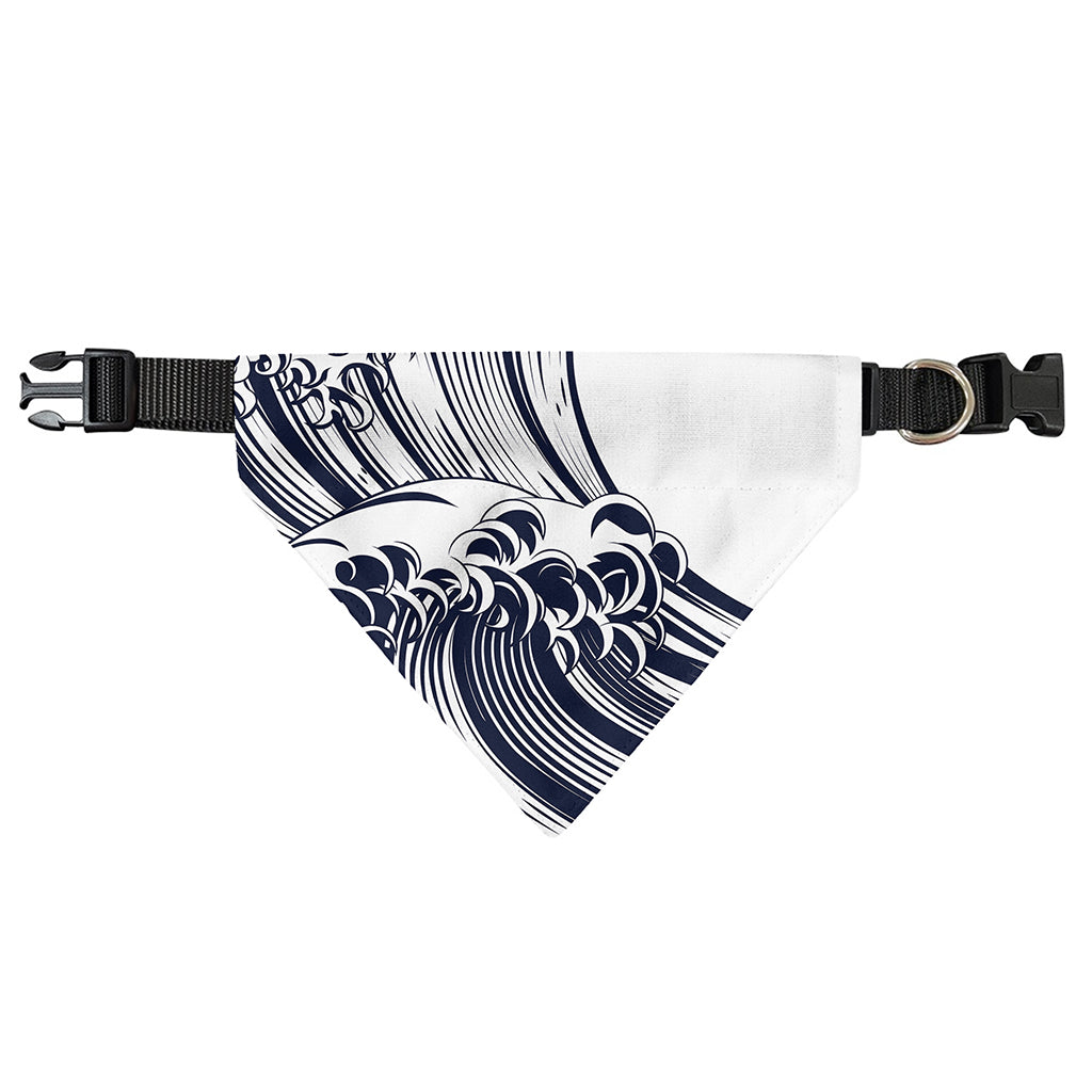 Japanese Kanagawa Wave Print Over The Collar Dog Bandana