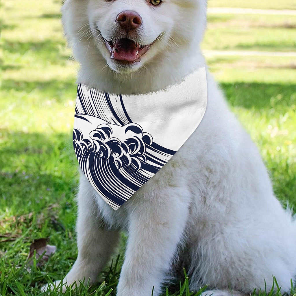 Japanese Kanagawa Wave Print Over The Collar Dog Bandana