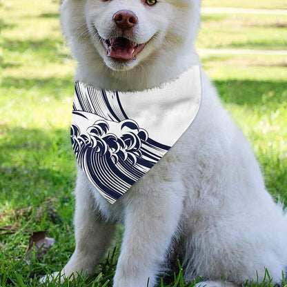 Japanese Kanagawa Wave Print Over The Collar Dog Bandana