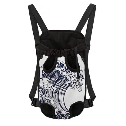 Japanese Kanagawa Wave Print Pet Carrier Backpack