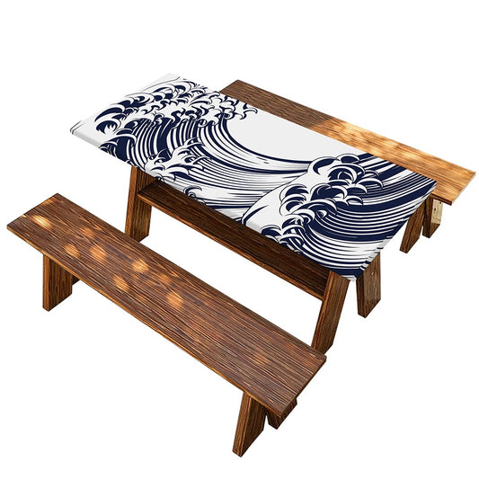 Japanese Kanagawa Wave Print Picnic Table Cover