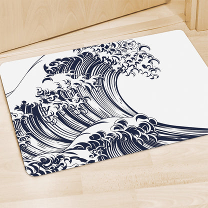 Japanese Kanagawa Wave Print Polyester Doormat