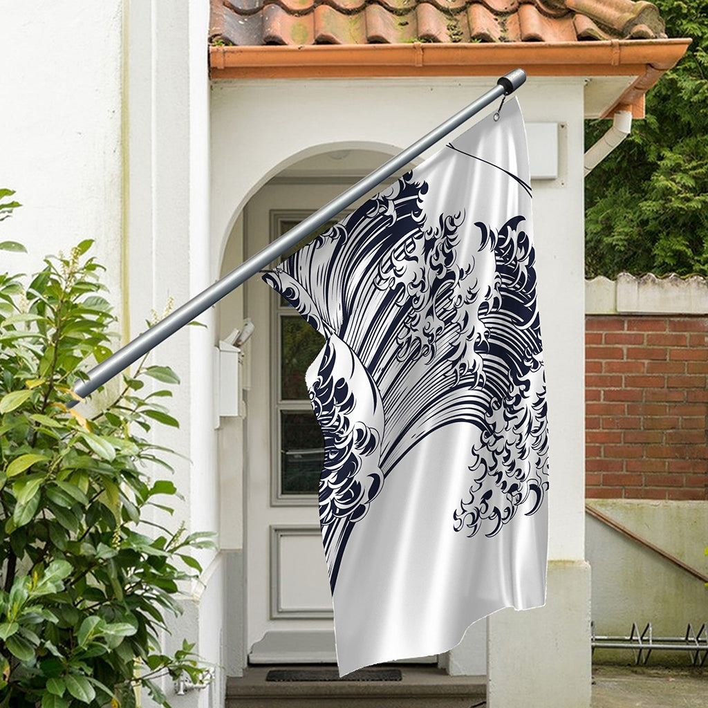 Japanese Kanagawa Wave Print Polyester Flag