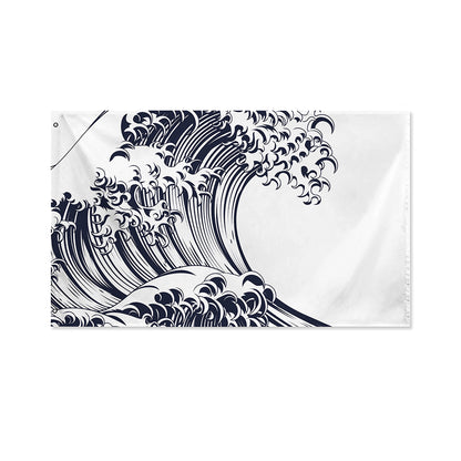 Japanese Kanagawa Wave Print Polyester Flag