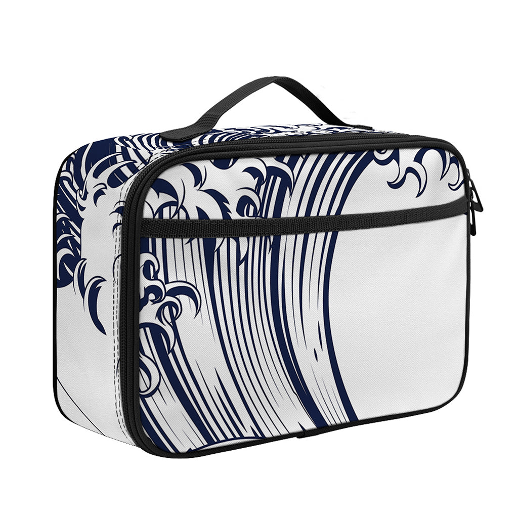 Japanese Kanagawa Wave Print Portable Lunch Bag
