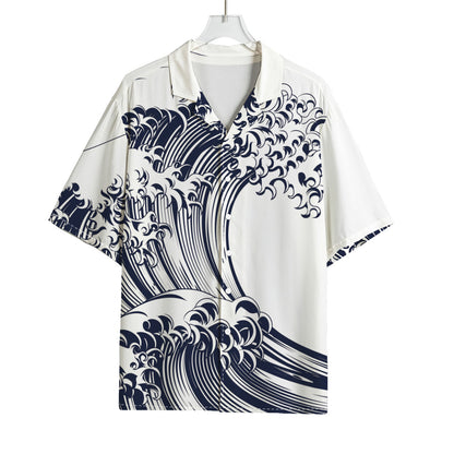 Japanese Kanagawa Wave Print Rayon Hawaiian Shirt