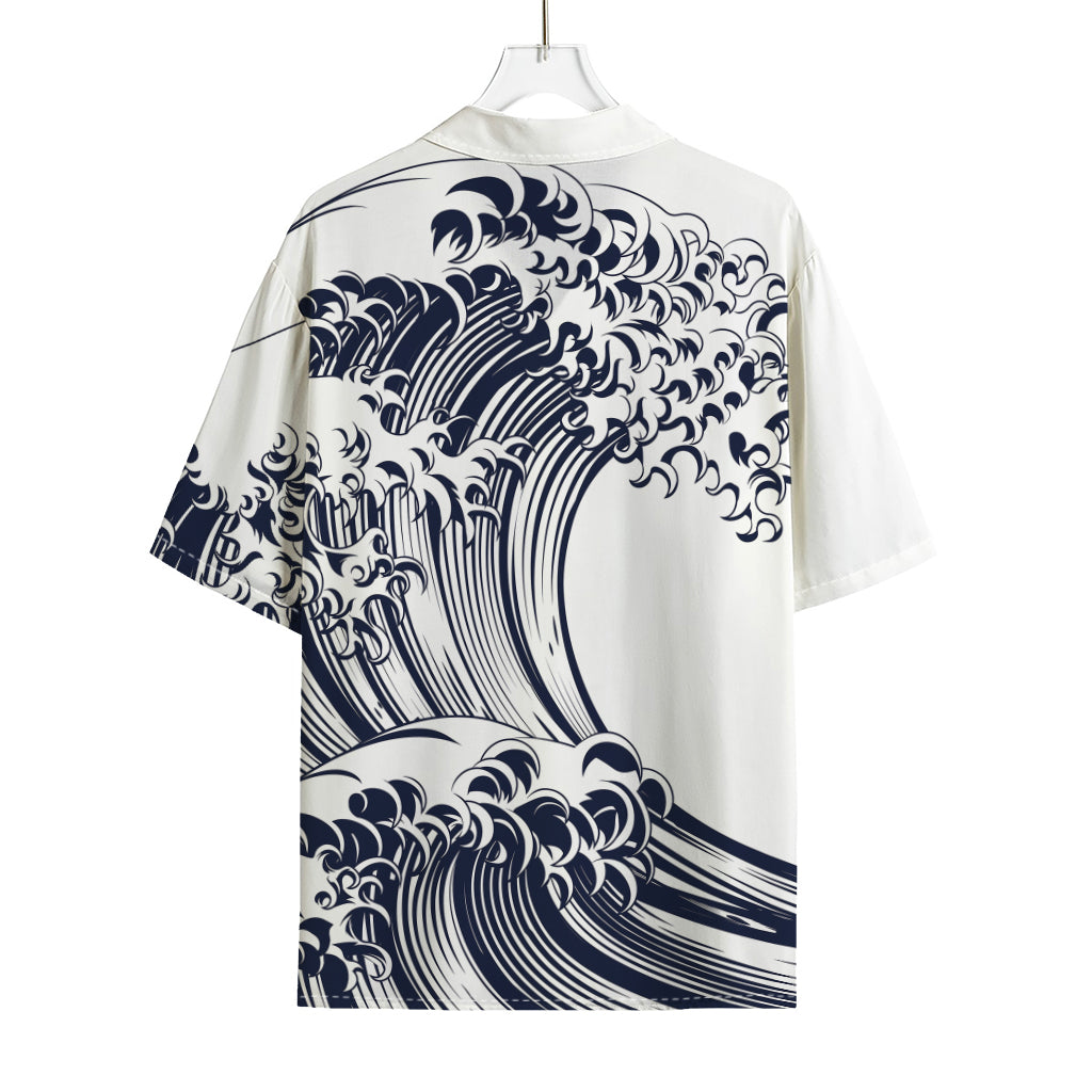 Japanese Kanagawa Wave Print Rayon Hawaiian Shirt