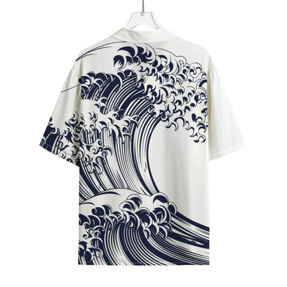 Japanese Kanagawa Wave Print Rayon Hawaiian Shirt
