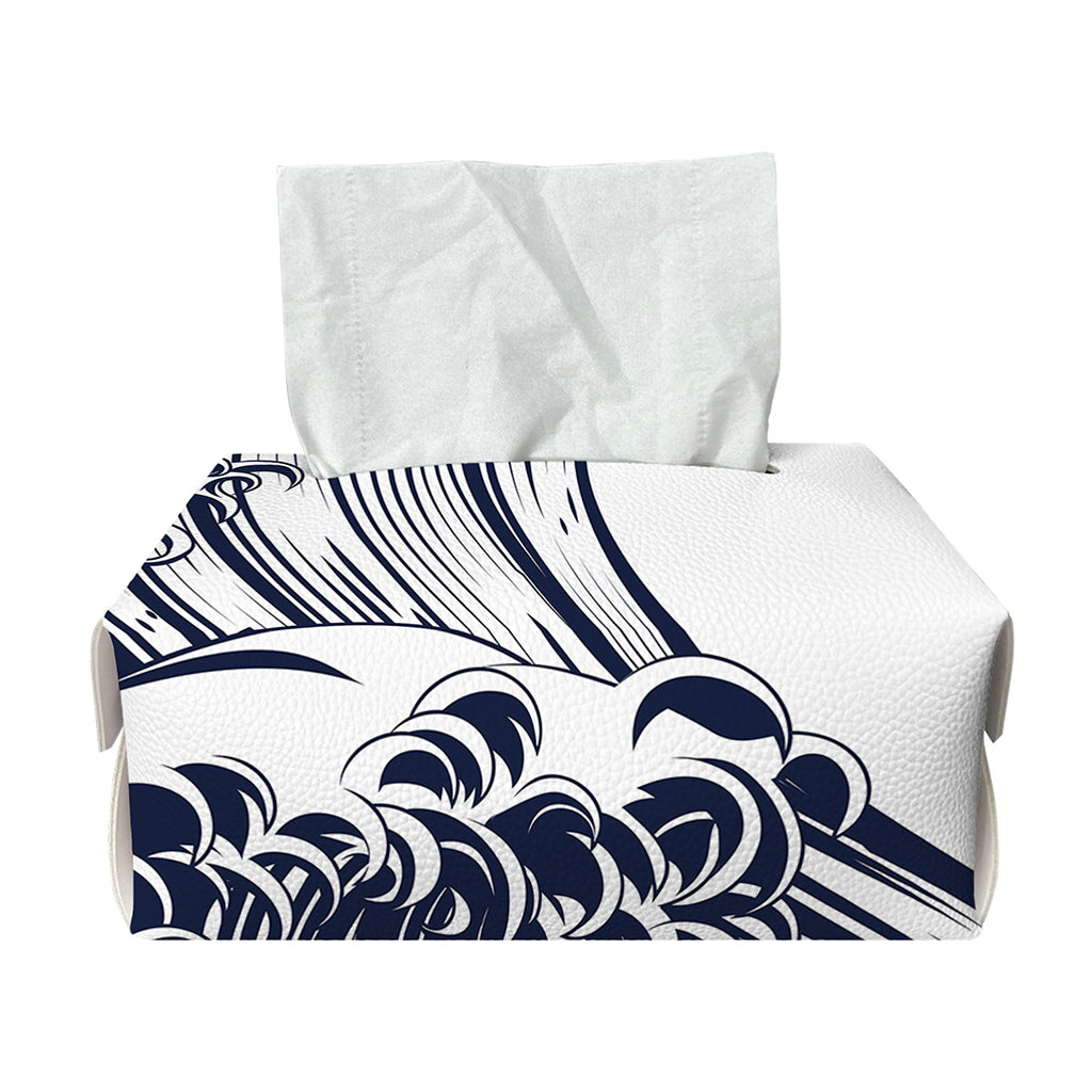 Japanese Kanagawa Wave Print Rectangle Tissue Box Cover