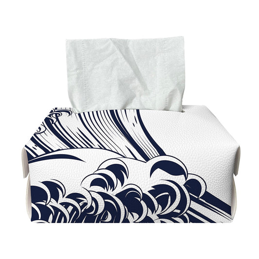 Japanese Kanagawa Wave Print Rectangle Tissue Box Cover