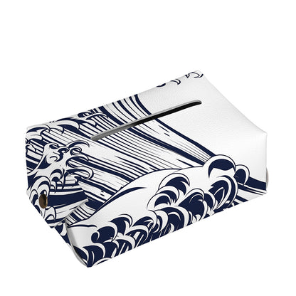 Japanese Kanagawa Wave Print Rectangle Tissue Box Cover