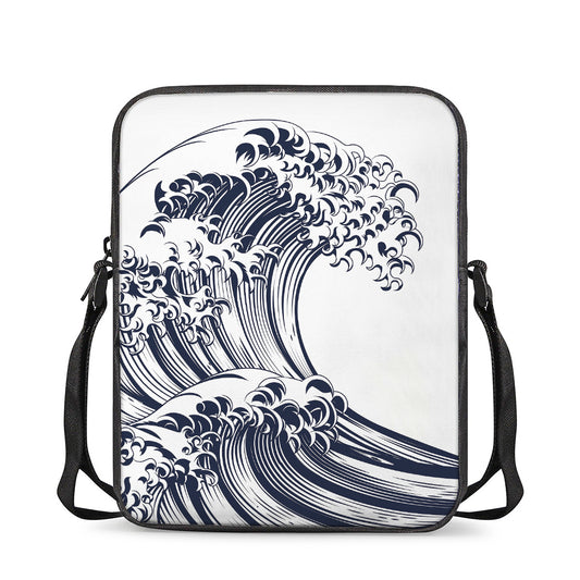 Japanese Kanagawa Wave Print Rectangular Crossbody Bag