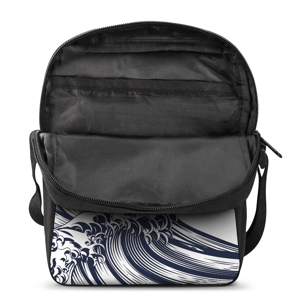 Japanese Kanagawa Wave Print Rectangular Crossbody Bag