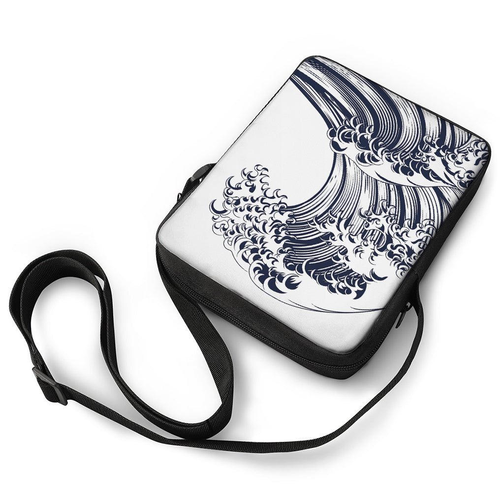Japanese Kanagawa Wave Print Rectangular Crossbody Bag