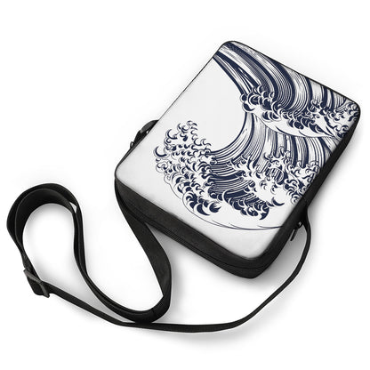 Japanese Kanagawa Wave Print Rectangular Crossbody Bag