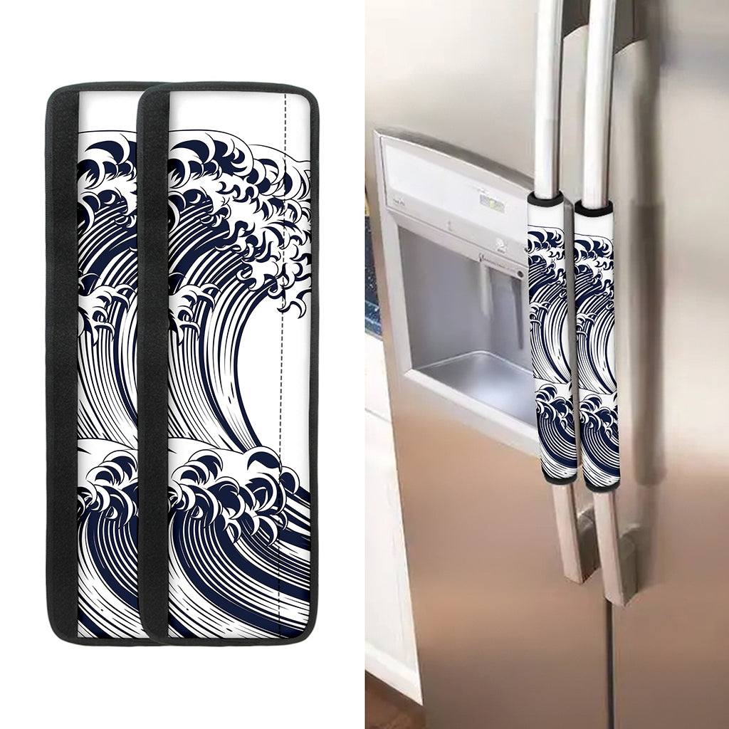 Japanese Kanagawa Wave Print Refrigerator Handle Covers
