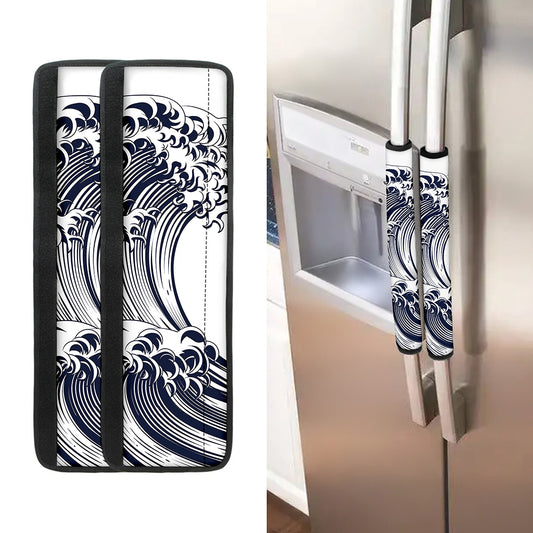 Japanese Kanagawa Wave Print Refrigerator Handle Covers