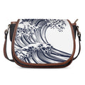Japanese Kanagawa Wave Print Saddle Bag