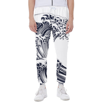 Japanese Kanagawa Wave Print Scuba Joggers