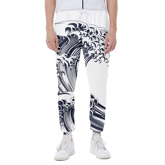 Japanese Kanagawa Wave Print Scuba Joggers