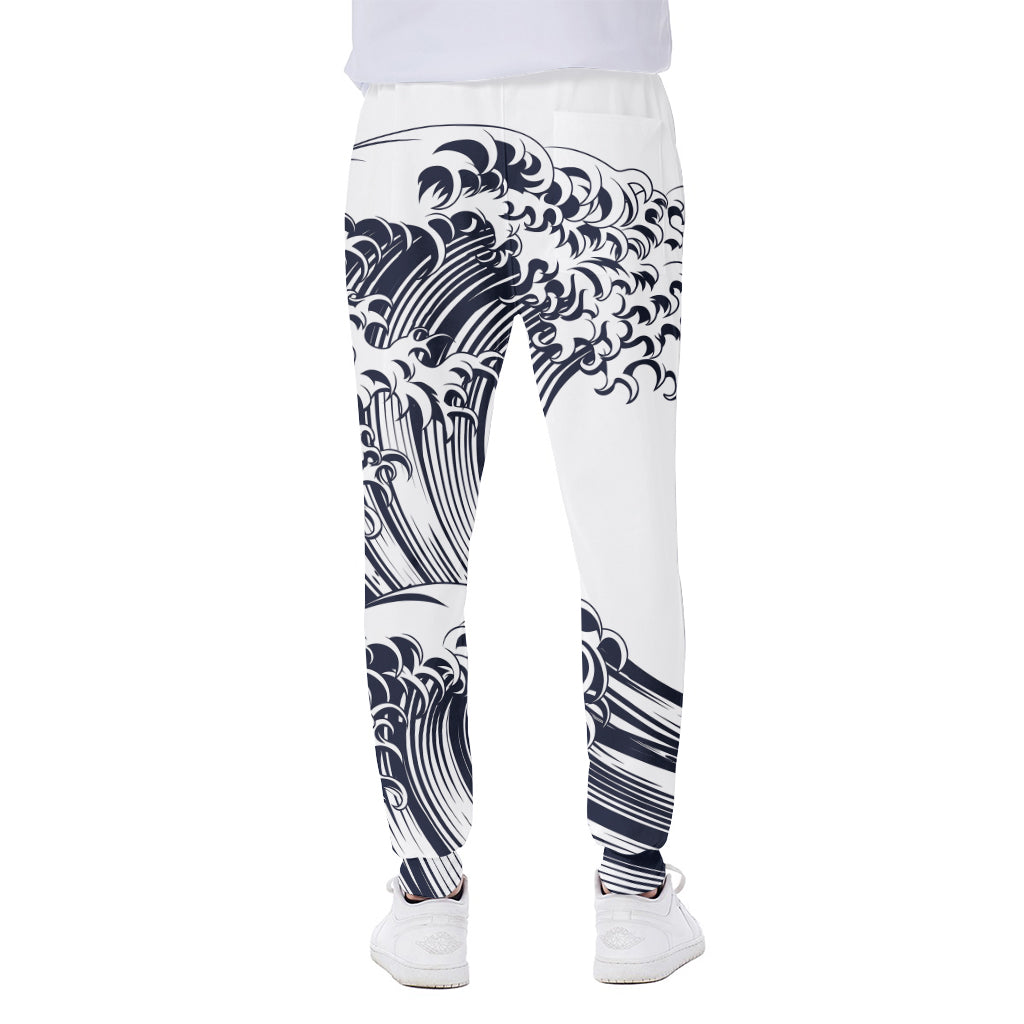 Japanese Kanagawa Wave Print Scuba Joggers