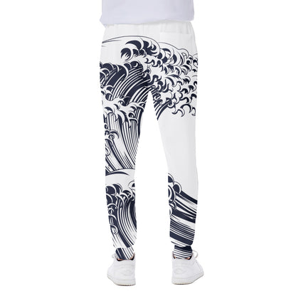 Japanese Kanagawa Wave Print Scuba Joggers