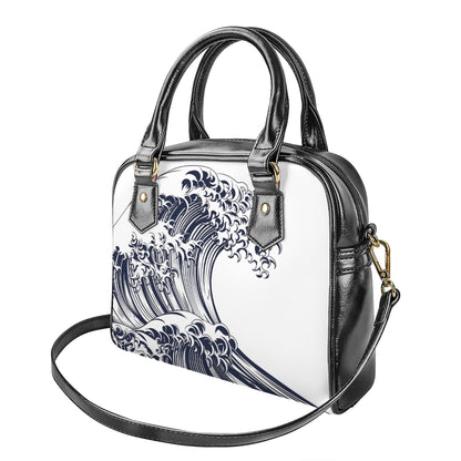 Japanese Kanagawa Wave Print Shoulder Handbag